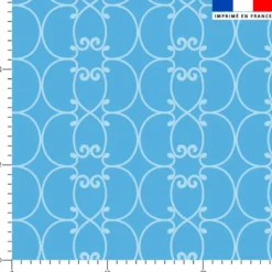 Arabesques bleu clair - Fond bleu
