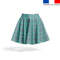 Arabesques fuchsia - Fond vert bleu