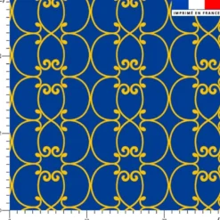 Arabesques jaune- Fond bleu roi