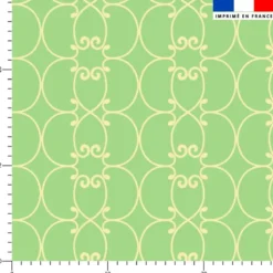 Arabesques jaune pastel - Fond vert clair