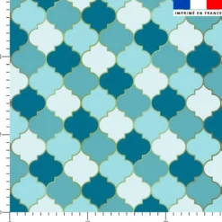 Arabesques orientales bleu et bleu canard - Fond blanc