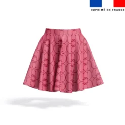 Arabesques rouge foncé - Fond rose