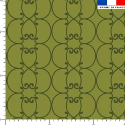 Arabesques vert foncé - Fond vert olive