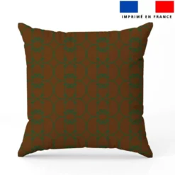 Arabesques vert - Fond marron clair