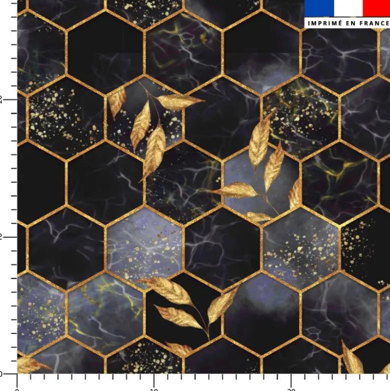Art déco feuille dorée - Fond anthracite