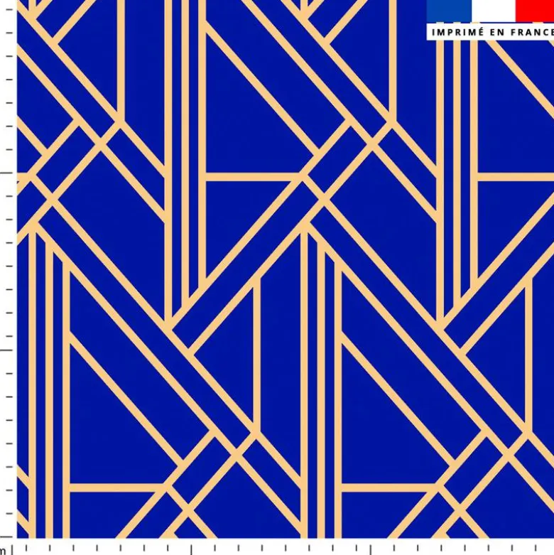 Art déco géométrique jaune or - Fond bleu roi