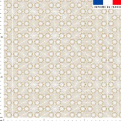 Asanoha doré fleur blanche - Fond gris