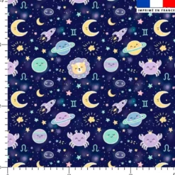 Astres kawaii - Fond bleu nuit