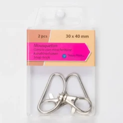 Attache mousqueton argent 30x40mm