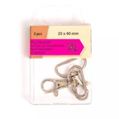 Attache mousqueton argent 25x40mm