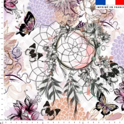 Attrape-rêve fleur et papillon rose - Fond blanc
