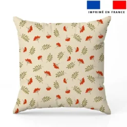Baies rouges et feuilles - Fond écru