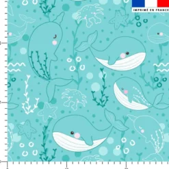 Baleine dans la mer - Fond turquoise