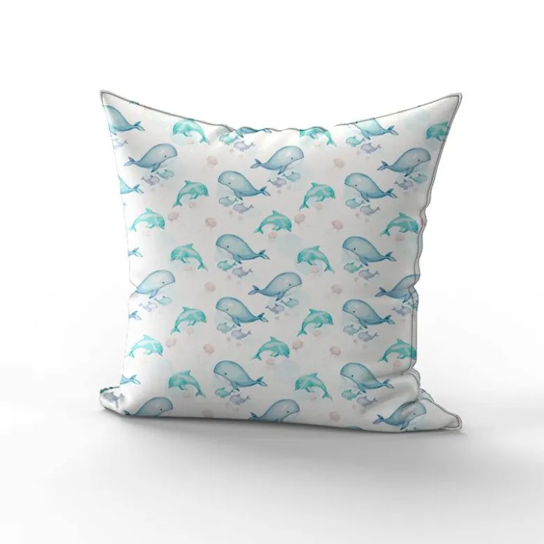 Baleine et baleineau aquarelle - Fond blanc