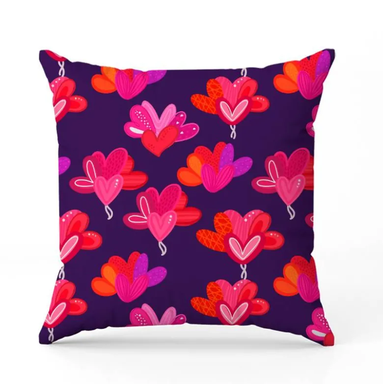 Ballons de coeurs roses - Fond violet