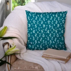 Bambou blanc - Fond bleu canard