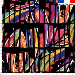 Bambou multicolore effet hachuré - Fond noir