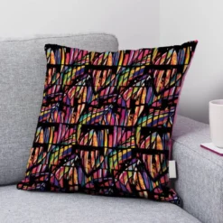 Bambou multicolore effet hachuré - Fond noir