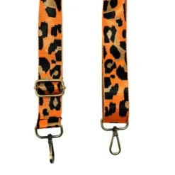 Bandoulière sangle léopard 38mm orange fluo et ocre
