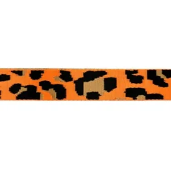 Bandoulière sangle léopard 38mm orange fluo et ocre