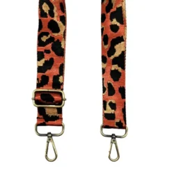 Bandoulière sangle léopard 38mm orange foncé et ocre