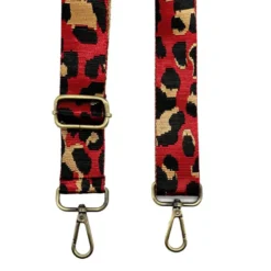 Bandoulière sangle léopard 38mm rouge et ocre