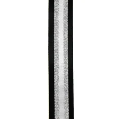 Bandoulière sangle 4x135 cm bicolore pailleté argenté noir et blanc