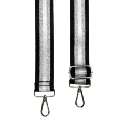 Bandoulière sangle 4x135 cm bicolore pailleté argenté noir et blanc