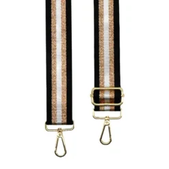 Bandoulière sangle 4x135 cm bicolore pailleté noir et blanc