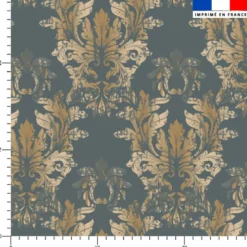 Baroque effet damassé - Fond bleu gris