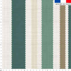 Bayadère verte et marron - Fond beige