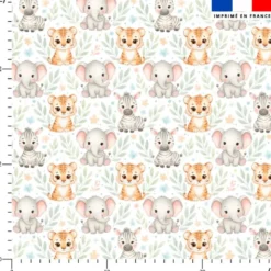 Bébé animaux de la savane pastel - Fond blanc