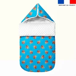 Bébé écureuil et doudou - Fond bleu - Création Stillistic