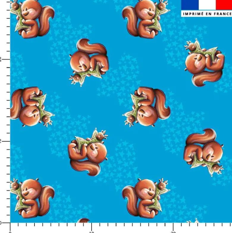 Bébé écureuil et doudou - Fond bleu - Création Stillistic