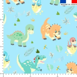Bébé dino - Fond bleu clair