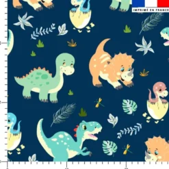 Bébé dino - Fond bleu nuit