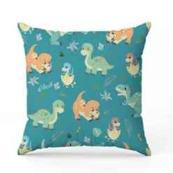 Bébé dino - Fond bleu turquoise