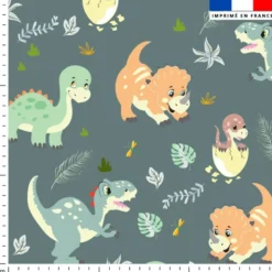 Bébé dino - Fond bleu-vert