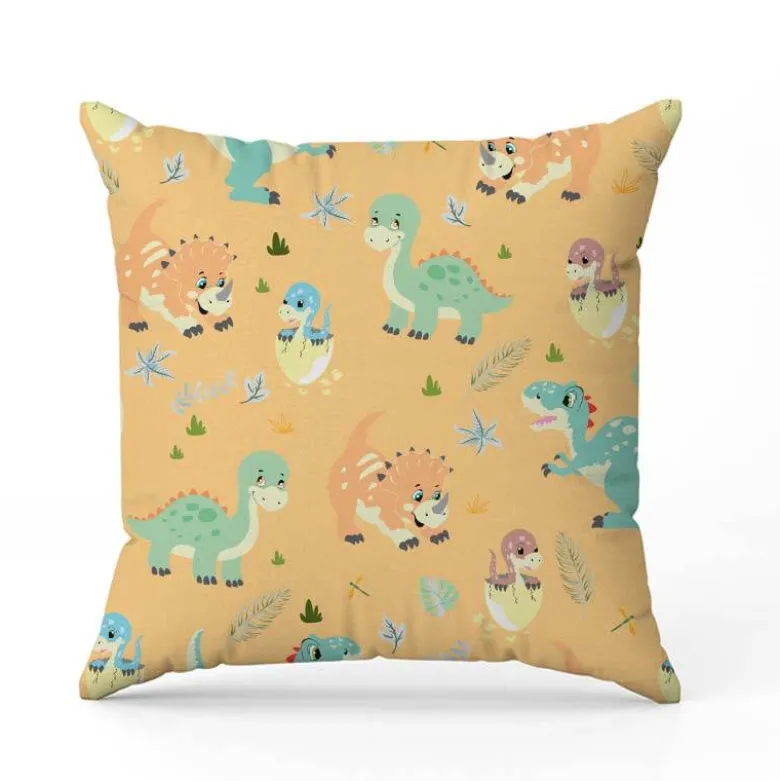 Bébé dino - Fond orange pastel
