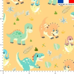 Bébé dino - Fond orange pastel