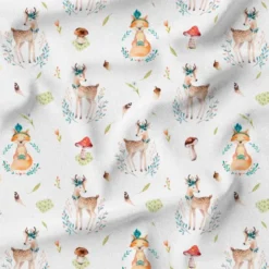 Biche et renard des bois aquarelle - Fond blanc