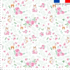 Biche et rose - Fond blanc
