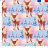 Biche hiver glacé - Fond rose et bleu