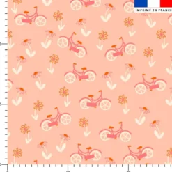 Bicyclette Rose et fleurs - Fond Rose - Création Pauline Recht