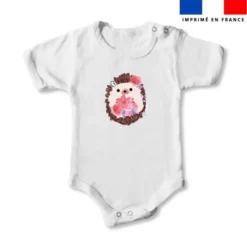 Body enfant 3 mois motif hérisson aquarelle