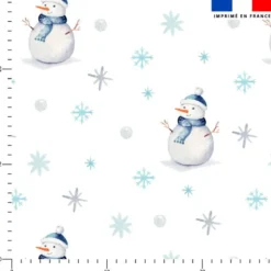 Bonhomme de neige et flocons de neige - Fond blanc