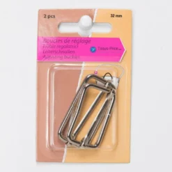 Boucles de réglage métal argent x2 32mm