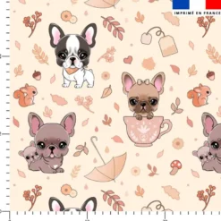 Bouledogues d'automne - Fond crème - Création Jolifox