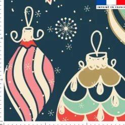 Boules de Noel colorées - Fond bleu foncé