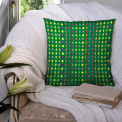 Boules de noel multicolores - Fond vert - Création Lita Blanc